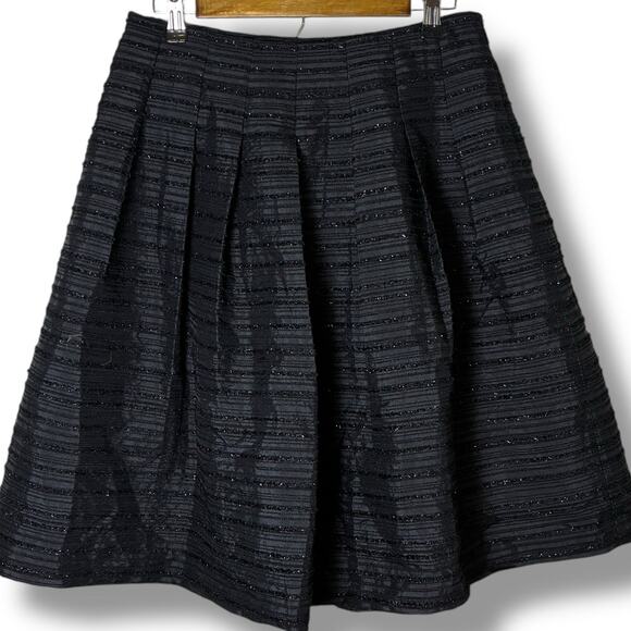 Talbots Skirt Size 4 Black A-Line Taffeta Metallic Sparkle Midi Length Lined Zip - Picture 1 of 6